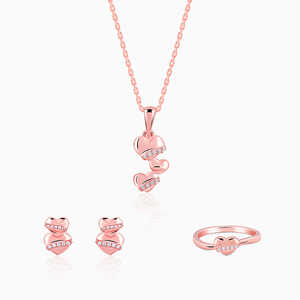 <b>Rose</b> <b>Gold</b> Triple Heart Fine Jewelry <b>Set</b> for Women GIVA Collection ER02956 PD02672 R01942 - Product Image 6
