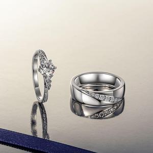 Juego de Anillos de Pareja Jeulia Classic Diagonal Twist en Plata de Ley - Product Image 3