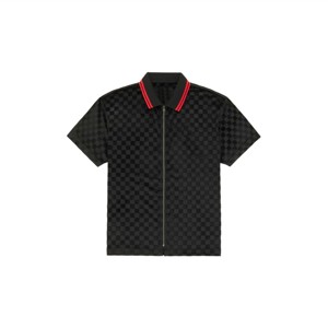 Elegante Camiseta polo con cremallera a cuadros: polo moderno y cómodo con cuello con cremallera y patrón de cuadros clásico, perfecto para ropa informal - Product Image 2