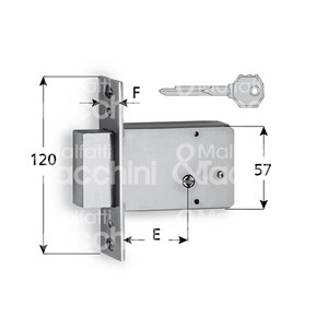 MORTICE LOCK art. 1500 K 1 throw Front and back plate in chromed steel Two nickel-plated steel <b>keyhole</b> <b>covers</b> 3 keys - Product Image 1