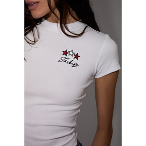 T-shirt brodé spécial Coupe du Monde en coton biologique doux et extensible pour femme GRIMELANGE SELCEN - Product Image 2