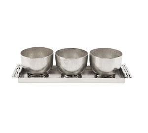 Ensemble de 2 bols de service d'aliments martelés en acier inoxydable de couleur argentée pour la maison - Product Image 5