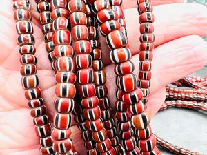 Cuentas de comercio veneciano Vintage, pequeñas cuentas de vidrio a rayas, forma ovalada, todos los colores, pulsera, suministros de joyería, venta al por mayor - Product Image 4