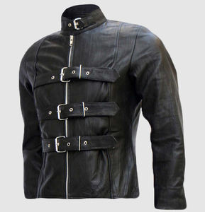 Veste en cuir de vache véritable pour homme, style motard vintage 2026, col montant, imperméable et coupe-vent - Product Image 3