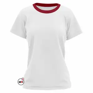Kadınlar düzenli Fit yarım kollu pamuk T-Shirt özelleştirilebilir tasarım pamuk t shirt beyaz Maroon renkler ile marka yeni yüksek kalite