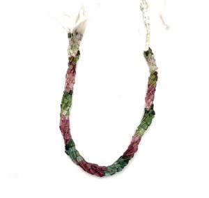 Perles de pierres précieuses naturelles de tourmaline multicolore polie de 14 pouces, 35 CT, pour la fabrication de colliers perlés, cadeau avec pierre principale en diamant - Product Image 2