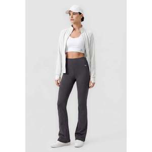 Tommylife Wholesale Anthracite Flexible High Waist Sports Performance Women's <b>Flared</b> <b>Leggings</b> - 94686 - Anthracite - Product Image 2
