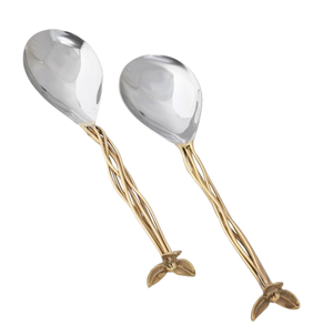 Saladier minimaliste en métal et acier brillant de style unique avec poignée en or Ensemble de couverts en miroir pour mariage - Product Image 5