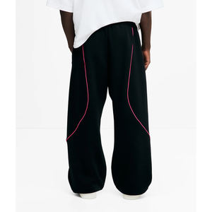 Pantalons de survêtement en molleton doublé de coton mélangé de haute qualité, logo personnalisé en gros, coupe décontractée pour hommes, pantalon de survêtement à jambes larges surdimensionné - Product Image 3