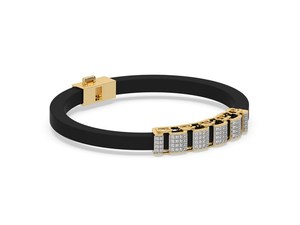 สร้อยข้อมือยางผู้ชายพร้อมเพทาย925เงินสเตอร์ลิง14K สร้อยข้อมือออกแบบได้ตามต้องการของขวัญสำหรับคุณพ่อหรือเขา - Product Image 5