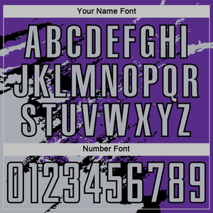 Uniforme de Fútbol Personalizado Transpirable de Manga Corta, Morado, Gris-Negro, con Diseño Abstracto de Fragmentos de Arte, Sublimado - Product Image 6