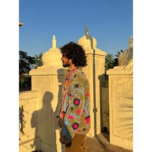 Vintage Corduroy <b>Jacket</b> with Kantha Embroidery - Product Image 1