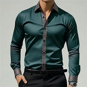 Chemise à manches longues pour homme tendance avec motif imprimé en 3D, chemise décontractée pour homme avec boutons à revers, manches longues confortables - Product Image 2