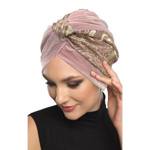 Cuffia Hijab Hijab in velluto con motivo a mandorla oro con motivo speciale
