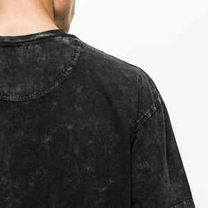 Vente chaude T-shirt lavé à l'acide pour hommes respirant Street Wear 100% coton tricoté tissu léger - Product Image 3