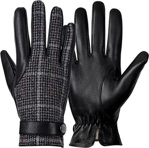 Gants d'hiver pour hommes d'affaires à la mode doublés chauds en cuir véritable Logo personnalisé Respirant Étanche Compatible avec les écrans tactiles Full - Product Image 4