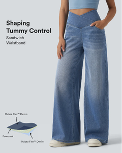 <span class=keywords><strong>Jeans</strong></span> da Donna di Alta Qualità a Vita Alta <span class=keywords><strong>con</strong></span> Controllo Pancia, Gamba Larga, Alta Elasticità e Tasche per Uscite Casual - Product Image 1