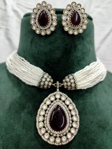 Beau collier de fiançailles Art déco pour femmes diplômé Kundan bijoux demoiselles d'honneur cadeau Style indien ensembles de bijoux de mode - Product Image 2