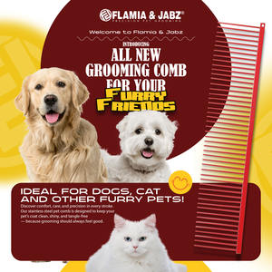 Peigne de toilettage pour animaux de compagnie en acier inoxydable en gros |   Outil professionnel de démêlage des poils de chien et de chat pour salon et usage domestique - Product Image 2