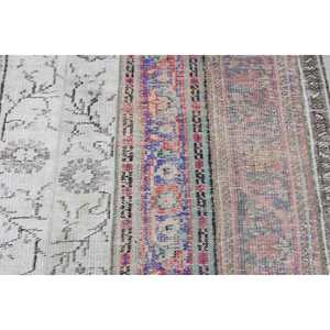 Tapis turc 2,6 x 8,9 pieds, tapis vintage rayé bleu en laine - Product Image 5