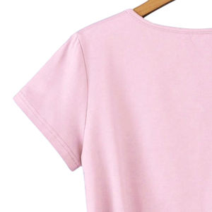 <b>Women's</b> Solid <b>V</b>-<b>Neck</b> Crop <b>T</b>-<b>Shirt</b> Short Sleeve Casual Summer Top Side Knot Detail Breathable Quick Dry Lightweight Custom - Product Image 4