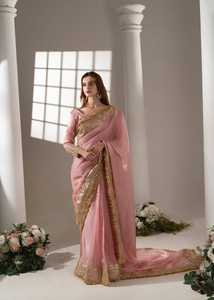 Vêtements pakistanais et indiens, sari pour femmes, robes de mariée en mousseline brodée sur mesure, costumes de mariage longs et légers, vêtements de soirée - Product Image 5