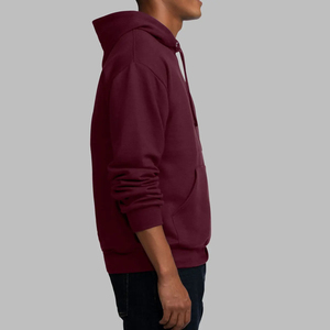 Sudadera con Capucha Color Granate para Hombre, Corte Regular, Algodón French Terry, Diseño Casual de Color Sólido con Bolsillos, Ropa de Otoño - Product Image 3