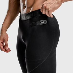 Leggings OEM de fábrica para hombre, para gimnasio, yoga, entrenamiento deportivo, de secado rápido, transpirable, con cierre de cordón y logotipo en la cintura - Product Image 5