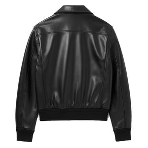 Veste en cuir tissé courte élégante pour femme, logo personnalisé, vente en gros 2026, fermeture éclair noire - Product Image 2