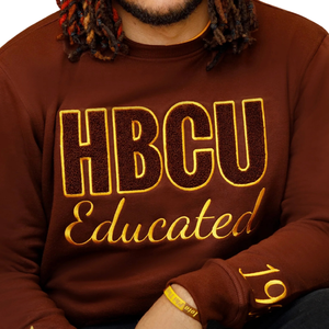 HBCU Iota Chenille sweat 100 coton polaire éduqué lettrage grec fraternité broderie élégant marron hommes vêtements décontractés - Product Image 2