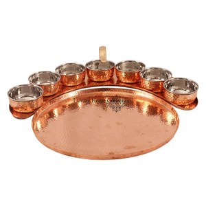 ชุดถาดโลหะขนาดใหญ่พร้อมทองแดงและเครื่องเงินทำจากสเตนเลสสตีลดีไซน์แบบใช้ค้อนทุบสำหรับโรงแรมดีไซน์เป็นเอกลักษณ์ - Product Image 1