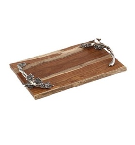 Bandeja de madera de forma ovalada de calidad superior, asas de metal, bandeja de servicio de comida de Ramadán elegante para decoración del hogar, vajilla, bandeja de madera - Product Image 5
