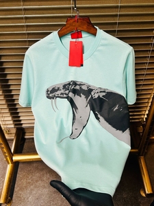 Camiseta de Manga Corta para Hombre, Talla Grande, de Seda/Algodón, con Estampado Animal, 300g, Anti-Pilling, Cuello Redondo, Casual, Transpirable, Ecológica, OEM, ODM - Product Image 2