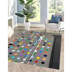 Tapis coloré à pois de Banksy : Art graffiti, décoration moderne pour la maison, tapis en chenille - Product Image 1