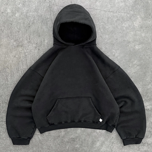 Sweats à capuche oversize à épaules tombantes 500GSM en molleton de coton épais pour homme, pull d'hiver streetwear décontracté avec poche, OEM ODM - Product Image 4