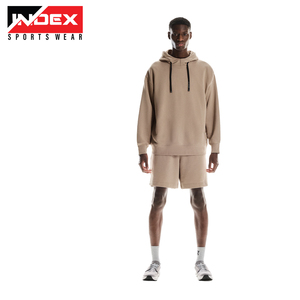 Sudadera con capucha lavada con ácido de alta calidad con logotipo personalizado chándal serigrafiado sudadera vintage sudaderas con capucha y pantalones cortos para hombre - Product Image 1