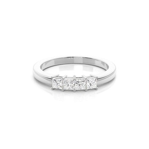 Bague élégante en diamant princesse de 0.40 carats, demi-éternité, cultivée en laboratoire, avec quatre griffes-Cadeau de mariage - Product Image 4