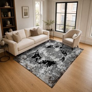 RUGS DEPOT LXDP-1011 Wholesale Charcoal Grey Traditional Oriental Digital Printed Machine Washable Chenille Area Rug Non <b>Slip</b> - Product Image 2