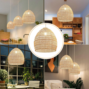 Plafonnier en rotin qui ajoute une texture et une chaleur naturelles aux espaces intérieurs rustiques et côtiers modernes - Product Image 4