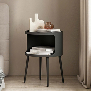 Contemporary Metal Nightstand with Open Storage, Round End <b>Table</b> <b>for</b> <b>Sofa</b> <b>Side</b>, Bedroom and Apartment Furniture - Product Image 5