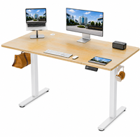 Bureau de travail ergonomique moderne à hauteur réglable électriquement avec moteur sans balais unique, plateau en bois, design durable
