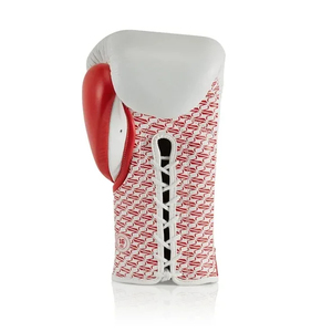 Gants de boxe en cuir PU personnalisés en gros, motif géométrique blanc et rouge, en cuir synthétique, pour entraînement, sparring et sac de frappe lourd - Product Image 6