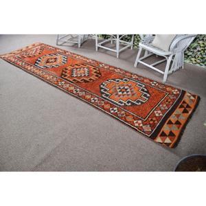 Turkish <b>Runner</b> Rug 2.9x10.4 ft <b>Red</b> Patchwork Eco-Friendly Wool Rug with Latex Backing and Medium Pile - Product Image 4