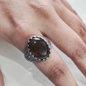 Venta al por mayor Anillo para hombre Cuarzo ahumado natural Piedra preciosa Abril Anillo de piedra natal Todos los tamaños Joyería de boda pesada Anillo de plata esterlina 925 - Product Image 5