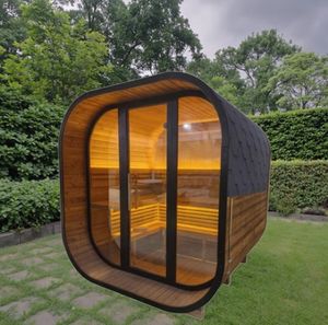 Açık gevşeme buhar kabin küp Sauna odası su geçirmez asfalt Shingles ile elektrikli ladin Sauna kabin - Product Image 1