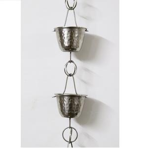 CUSTAUM DESIGN ALUMINUM HAMMERED CUP RAIN CHAIN <b>for</b> <b>GARDEN</b> and POOL DESIGN WITH ANTIQUE HAMMERED FINISHED - Product Image 3