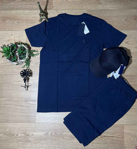 El último conjunto de verano de moda para hombre de tela suave 100% algodón corto y camiseta transpirable de talla grande chándal - Product Image 3