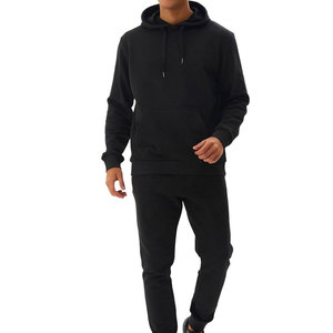 Couleurs unies à capuche Manches longues Personnalisé Respirant 100% coton Survêtement Fitness Gym Vêtements Fit Homme Vêtements décontractés Deux pièces - Product Image 4
