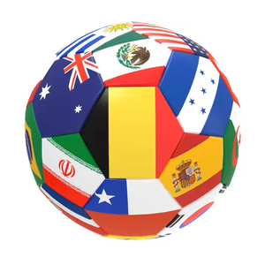 Balón de fútbol de entrenamiento de alta calidad de fábrica directa, tamaño 5, fútbol de cuero PU, sin costuras, térmico, Bandera de todos los países, Fútbol impreso - Product Image 1