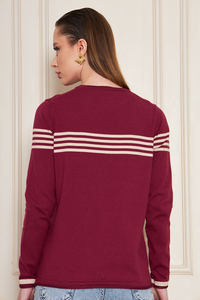 Blouse en tricot rayée à col rond et manches longues pour femme, confortable et élégante, respirante, de haute qualité, service OEM - Product Image 4